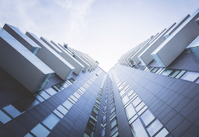 High rise apartment from below