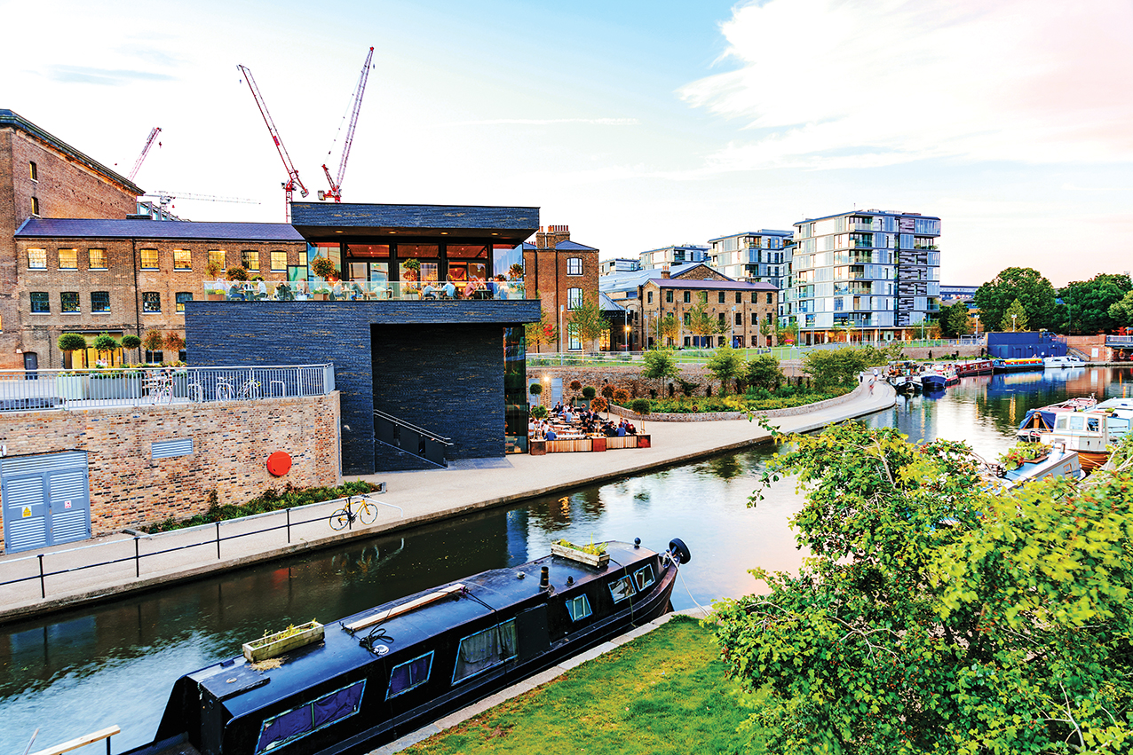 Kings cross canal with buildings